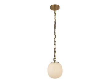 Cherise Pendant – 1 Light / 7" / Brushed Gold/Glossy Ribbed Opal Glass