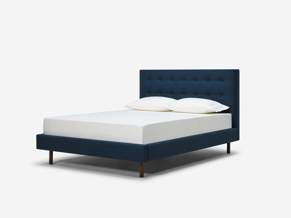 Low - Square - Button Tufted - Lana Dark Turquoise - Walnut Legs
