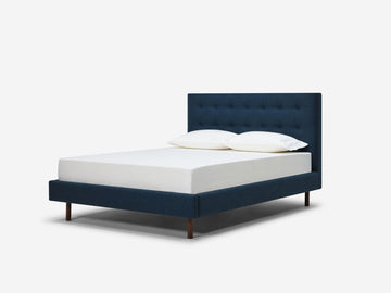 Low - Square - Button Tufted - Lana Dark Turquoise - Walnut Legs