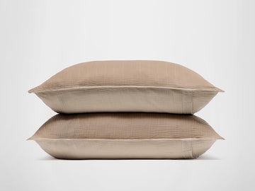 Silk & Snow Muslin Sham Set – Standard / Chai