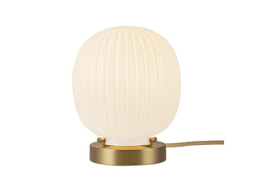 Cherise Table Lamp – Brushed Gold/Glossy Ribbed Opal Glass