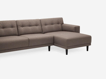 Grade 30 Jet Owl (Discontinued) with Black Ash - Button Tufted Back Cushion Detail - Right Hand Facing Chaise