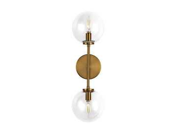 Cassia Wall Light – 2 Lights / Aged Gold/Clear Glass