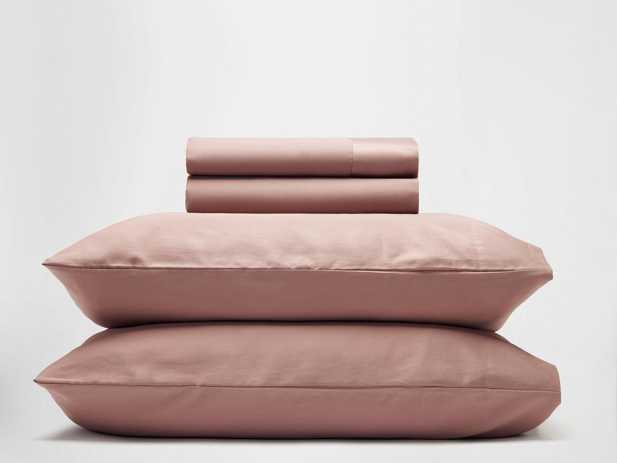 Silk & Snow Egyptian Cotton Bedding Set – Full / Misty Rose