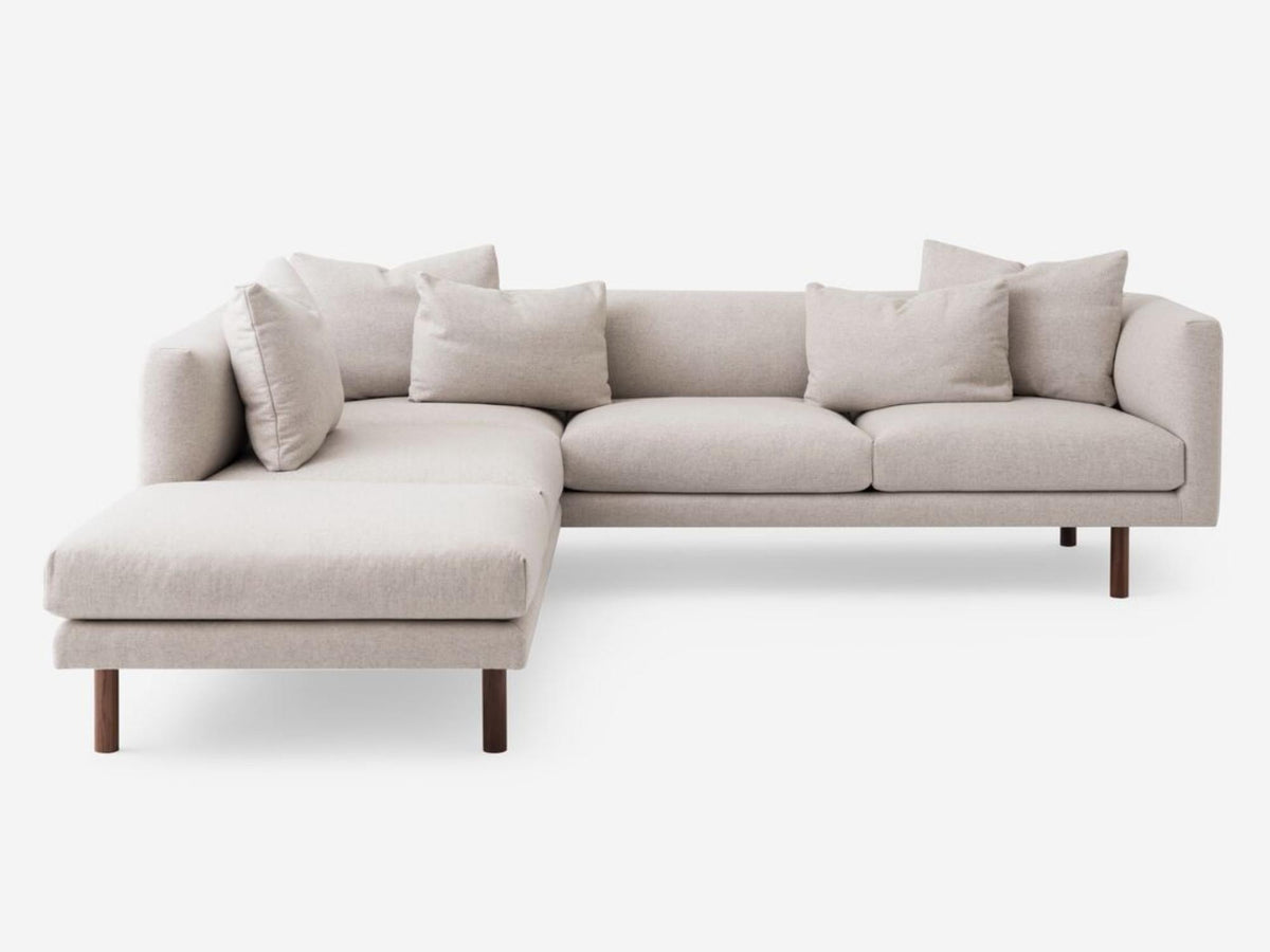 Grade 60 Lana Sand with Walnut Legs - Left Hand Facing Backless Chaise