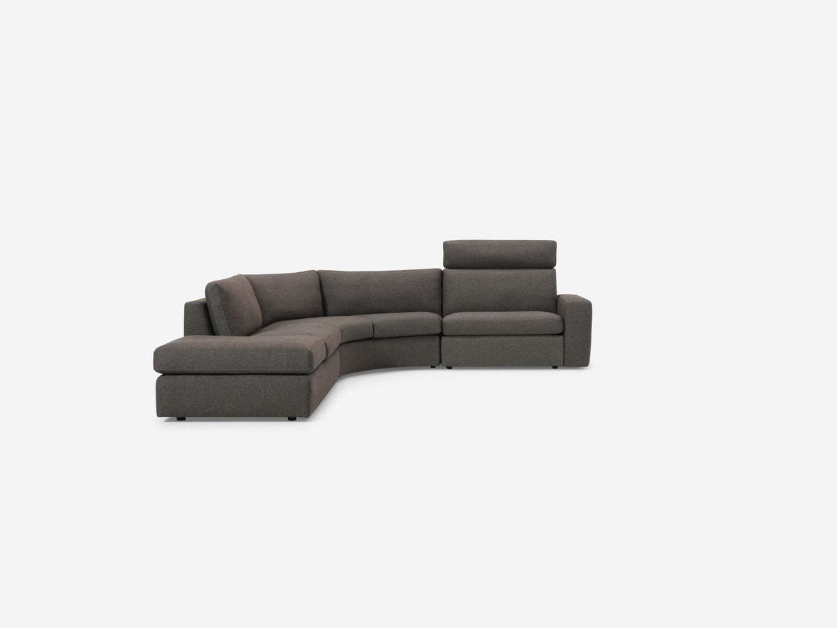 Onno Charcoal Warm Grey with No Additional Headrest - Wide Seat - Left Hand Facing Backless Chaise - Wide Track Arm
