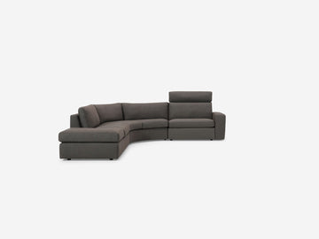 Onno Charcoal Warm Grey with No Additional Headrest - Wide Seat - Left Hand Facing Backless Chaise - Wide Track Arm
