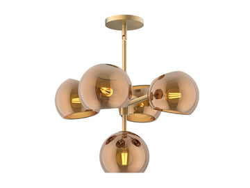 Willow Chandelier – 18" / Brushed Gold/Copper Glass