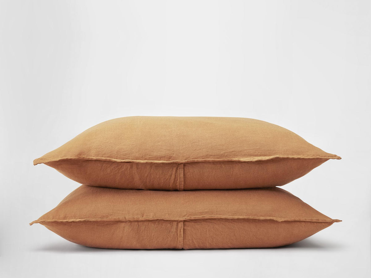 Silk & Snow Flax Sham Set – Standard / Copper