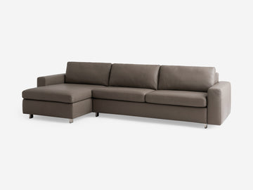 Suave Chrome with Stainless Steel Legs - Standard Arms - Queen - Left Hand Facing Storage Chaise