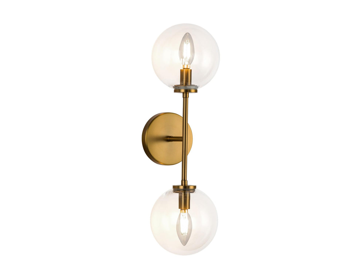 Cassia Wall Light – 2 Lights / Aged Gold/Clear Glass – view 2