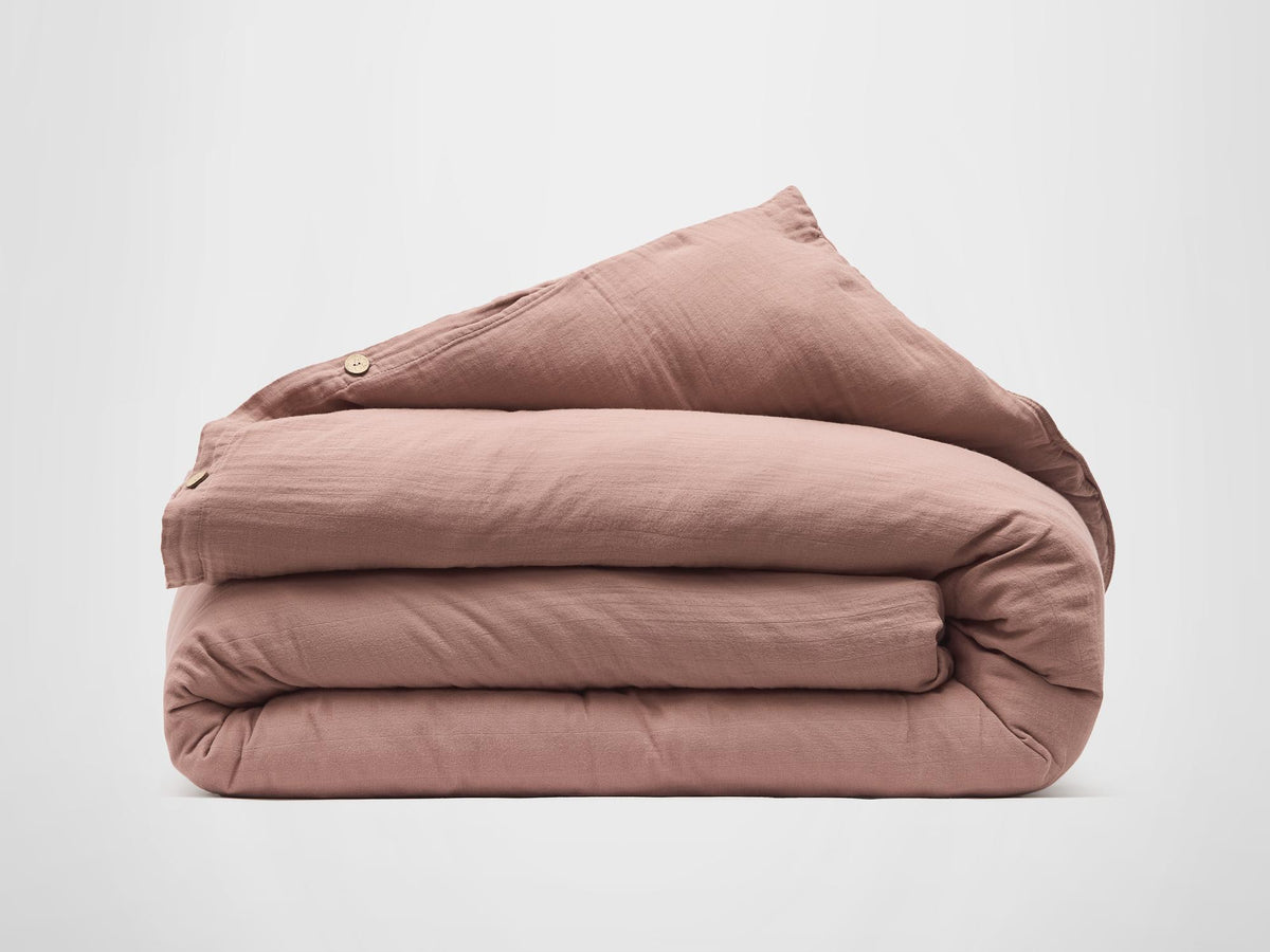 Silk & Snow Muslin Duvet Cover – Full/Queen / Misty Rose