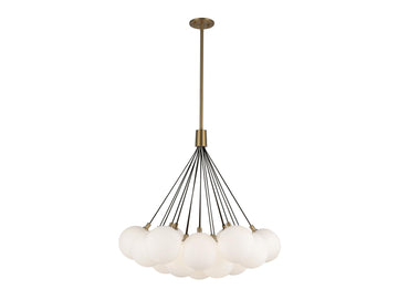 Bolla Chandelier – 28" / Brushed Gold/Opal Glass