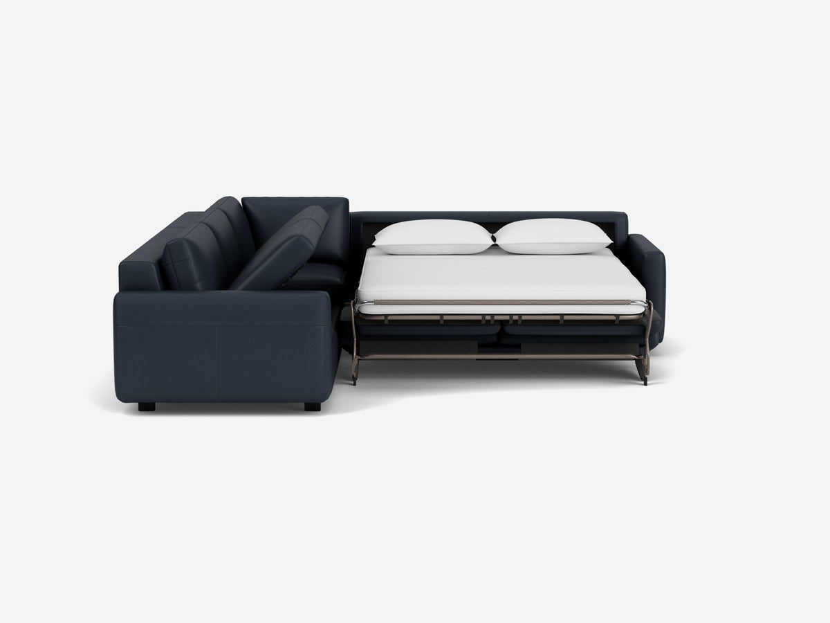 Evoque Atlantic with Black Ash Legs - Narrow Arms - Left Hand Facing Storage Loveseat