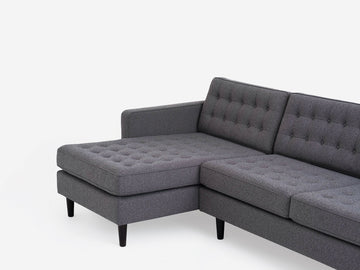 Jet Ash with Black Ash Legs - Left Hand Facing Grand Chaise - Regular Arm Height