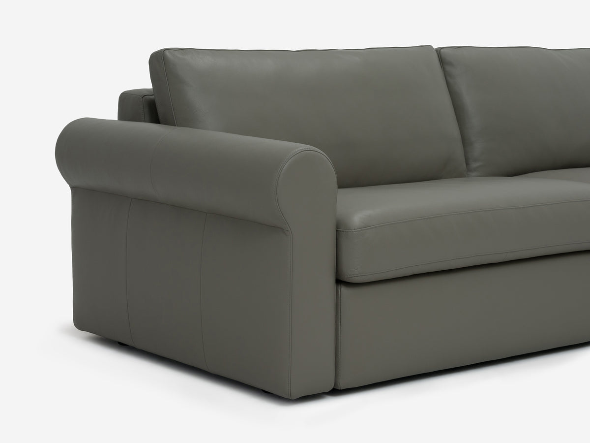 Rein Grey Leather - Shallow Depth - Narrow Seats - Roll Arms