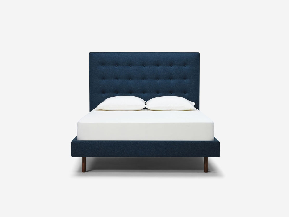 High - Square - Button Tufted - Lana Dark Turquoise - Walnut Legs