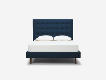High - Square - Button Tufted - Lana Dark Turquoise - Walnut Legs