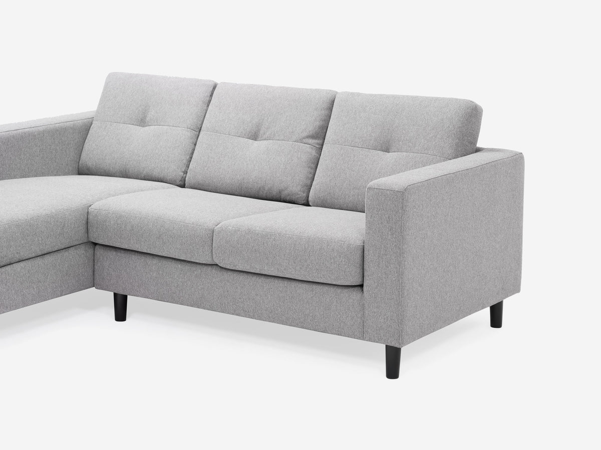 Mila Grey with Onyx Legs - Left Hand Facing Chaise