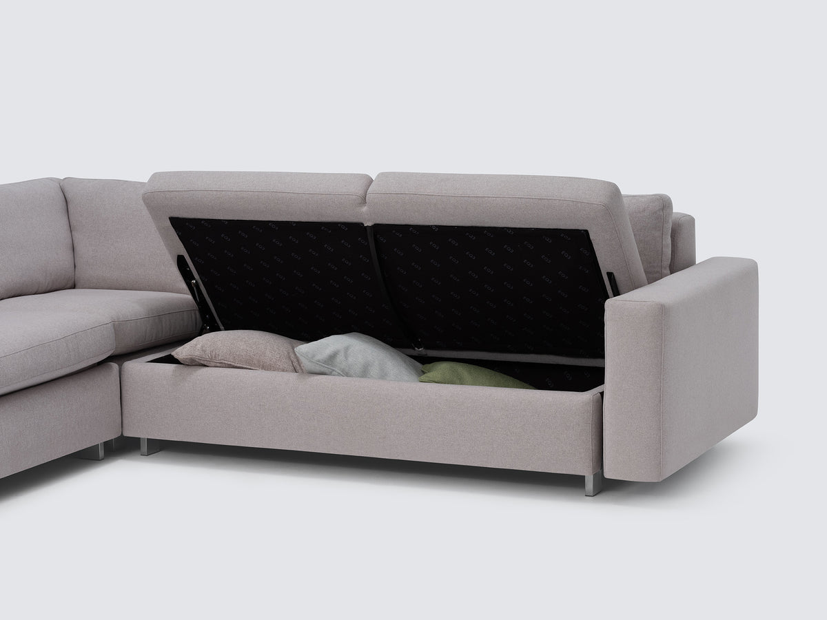 Ava Cloud with Stainless Steel Legs - Standard Arms - Right Hand Facing Storage Loveseat