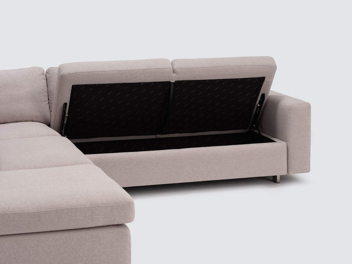 Ava Cloud with Stainless Steel Legs - Left Hand Facing Backless Chaise - Standard Arms