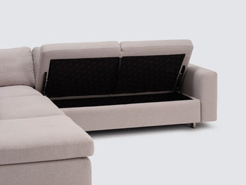 Ava Cloud with Stainless Steel Legs - Left Hand Facing Backless Chaise - Standard Arms
