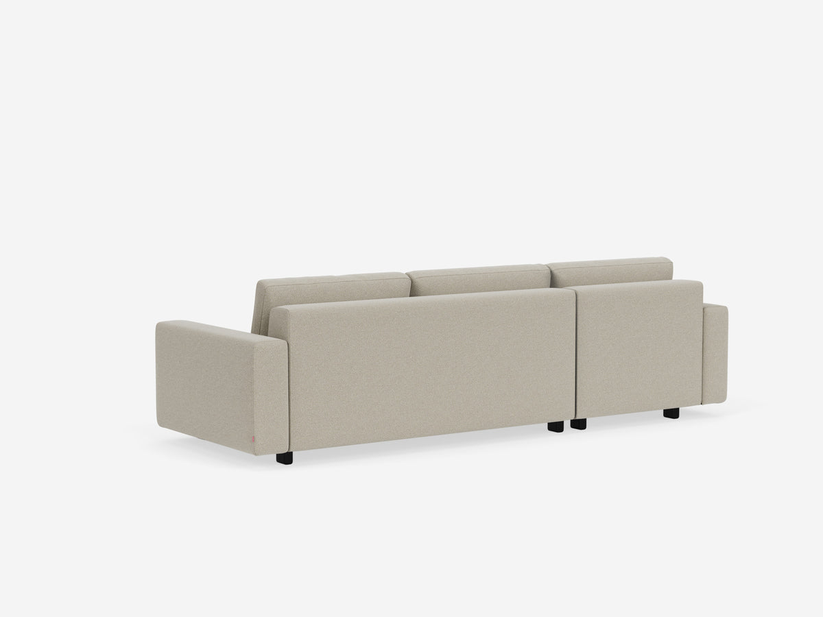 Catrin Grecian Linen with Black Ash Legs - Standard Arms - Double - Left Hand Facing Chaise - Non-Storage Chaise