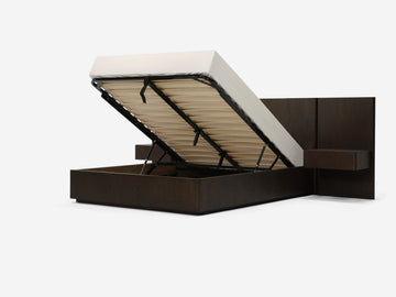 Chêne fumé avec rallonges et tables de nuit