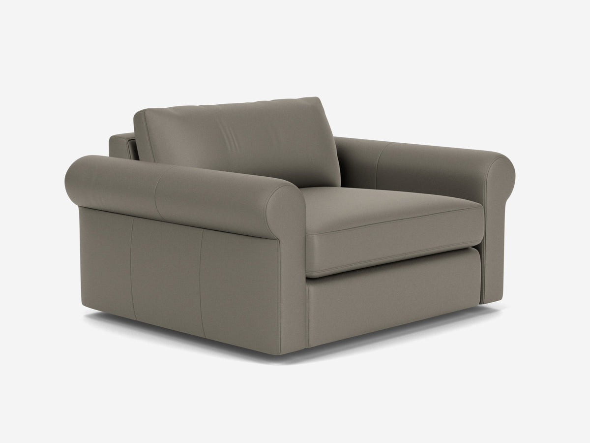 Rein Grey Leather - Shallow - 35 inch seat width - Roll Arms