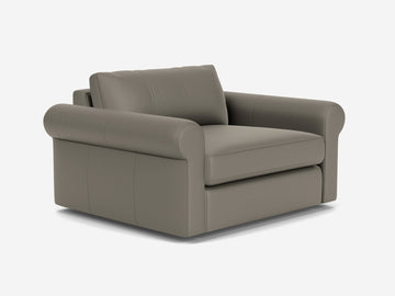 Rein Grey Leather - Shallow - 35 inch seat width - Roll Arms