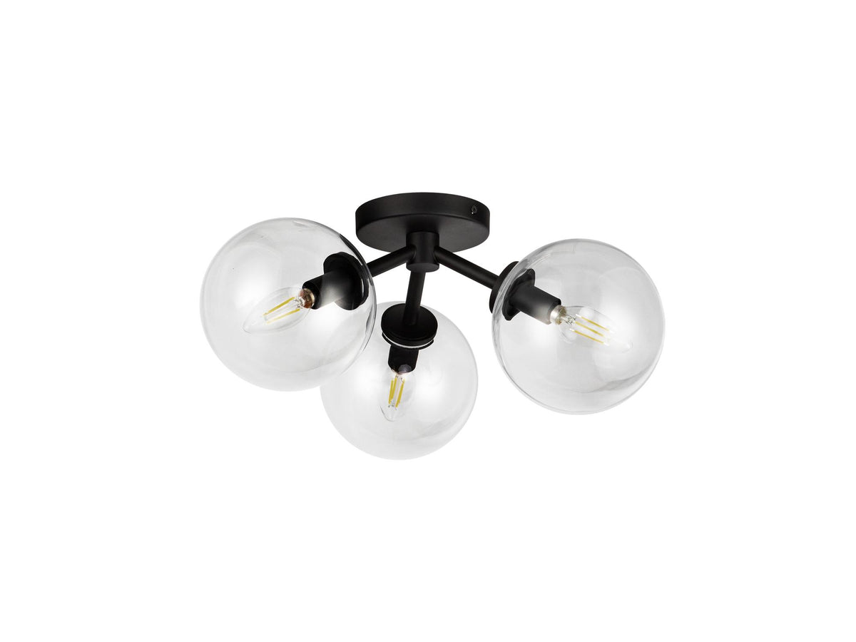 Cassia Semi-Flush Mount Light – Matte Black/Clear Glass – view 2