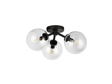 Cassia Semi-Flush Mount Light – Matte Black/Clear Glass – view 2