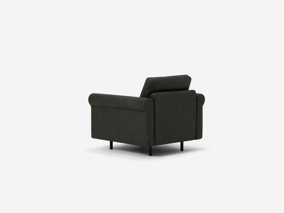 Elba Deep Green - Shallow (35") - 24" Seat Width - Roll Arms - Metal Tubular Legs