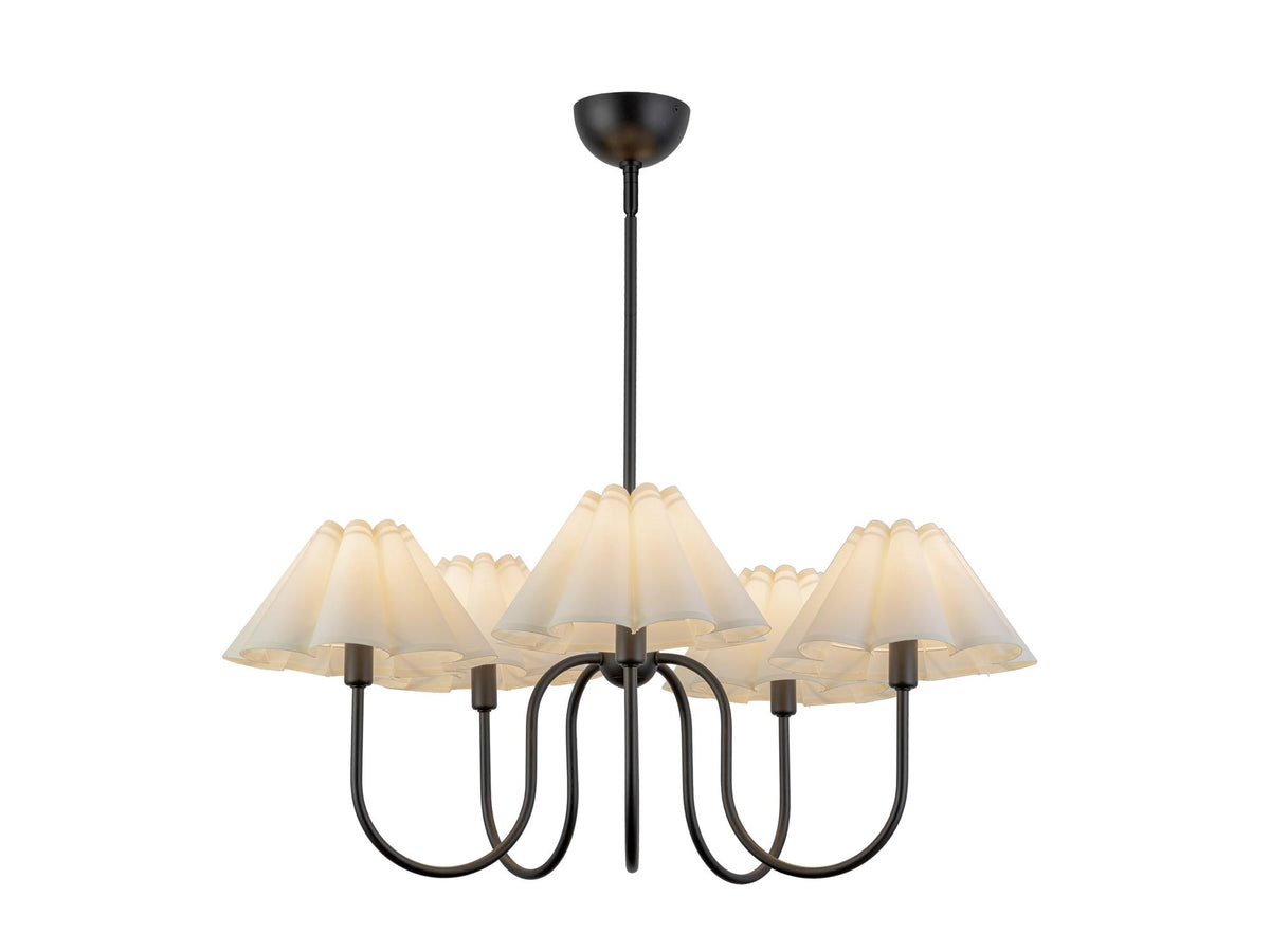 Rosemary Chandelier – Matte Black/Folded White – view 2