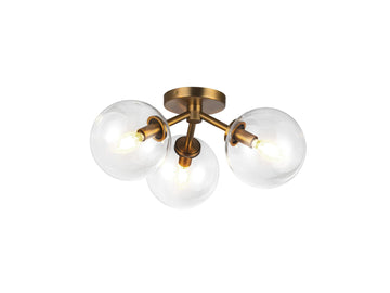 Cassia Semi-Flush Mount Light – Aged Gold/Clear Glass – view 2