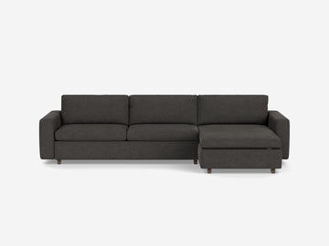Coda Ash with Walnut Legs - Standard Arms - Queen - Right Hand Facing Storage Chaise