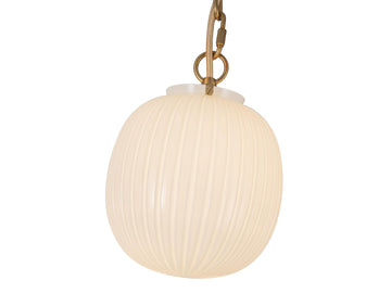 Cherise Pendant – 3 Lights / Brushed Gold/Glossy Ribbed Opal Glass – view 2