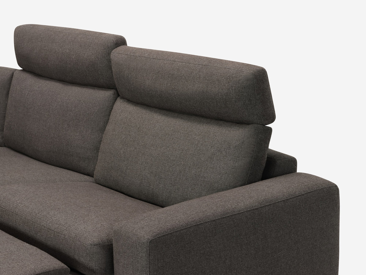Onno Charcoal Warm Grey with Additional Headrest - Wide Seat - Left Hand Facing Backless Chaise - Wide Track Arm