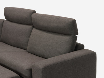 Onno Charcoal Warm Grey with Additional Headrest - Wide Seat - Left Hand Facing Backless Chaise - Wide Track Arm