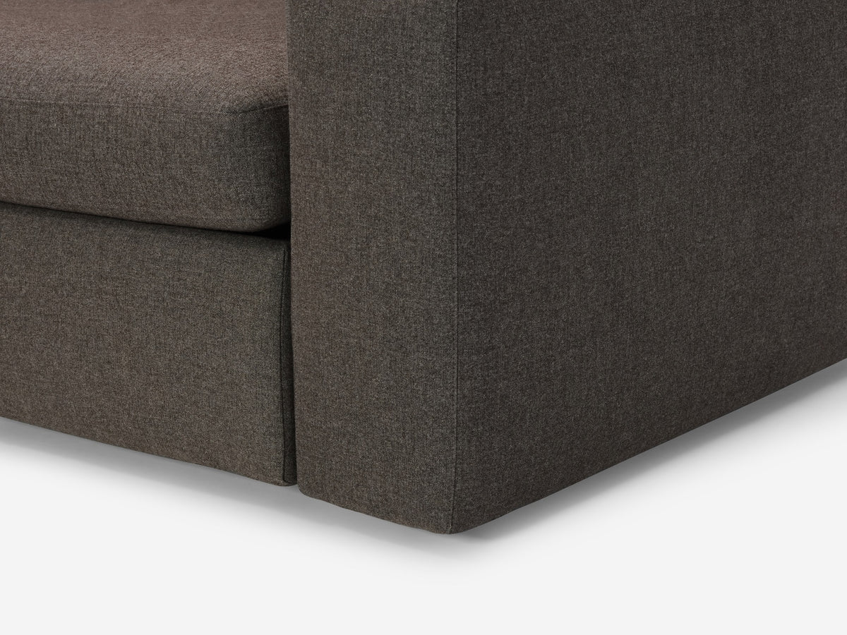 Onno Charcoal Warm Grey with Additional Headrest - Wide Seat - Left Hand Facing Backless Chaise - Wide Track Arm