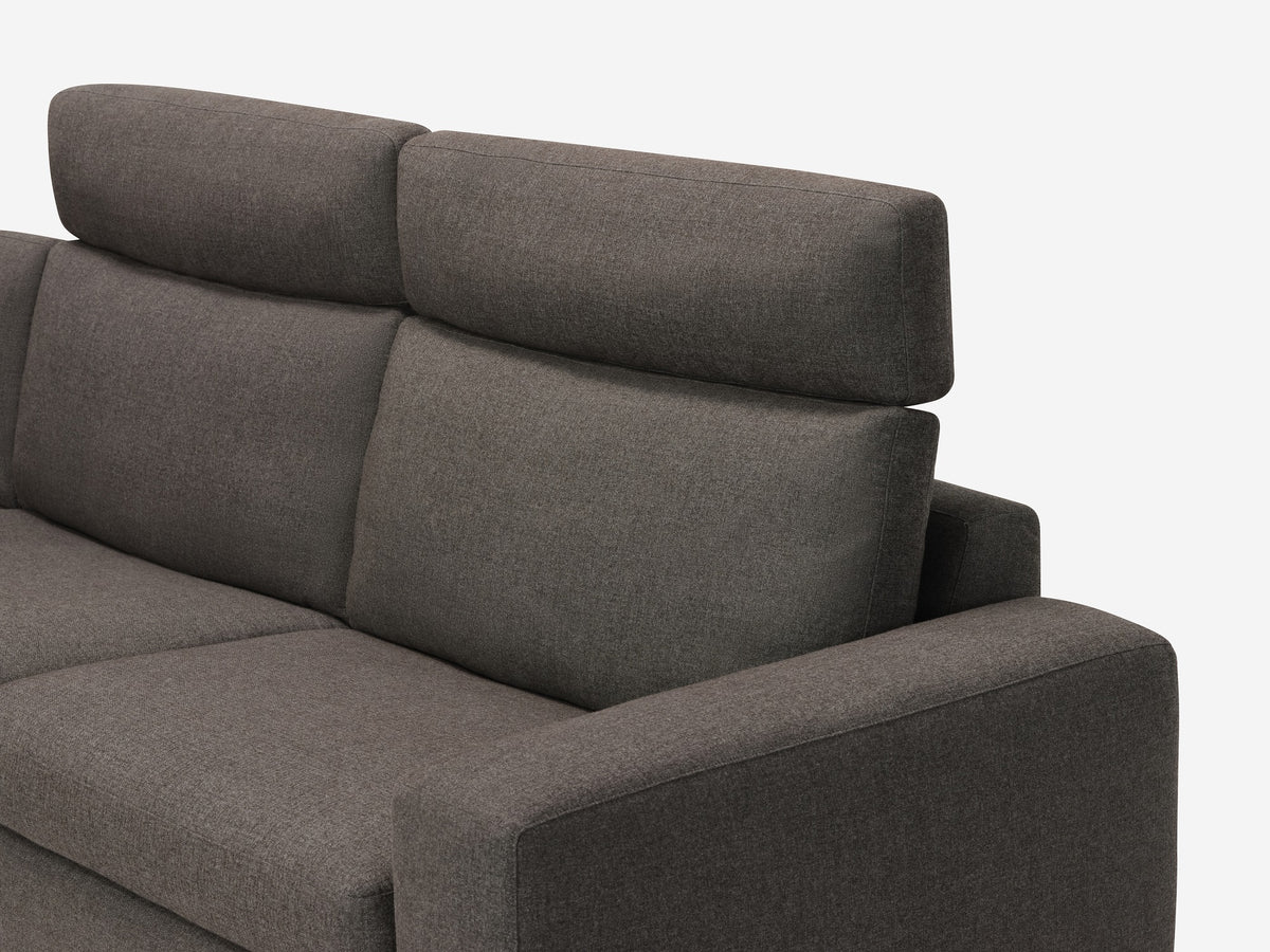 Onno Charcoal Warm Grey with Additional Headrest - Wide Seat - Left Hand Facing Backless Chaise - Wide Track Arm