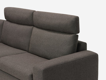 Onno Charcoal Warm Grey with Additional Headrest - Wide Seat - Left Hand Facing Backless Chaise - Wide Track Arm