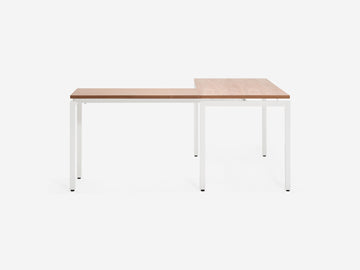 Walnut Veneer and White Legs with Return Desk on the Right