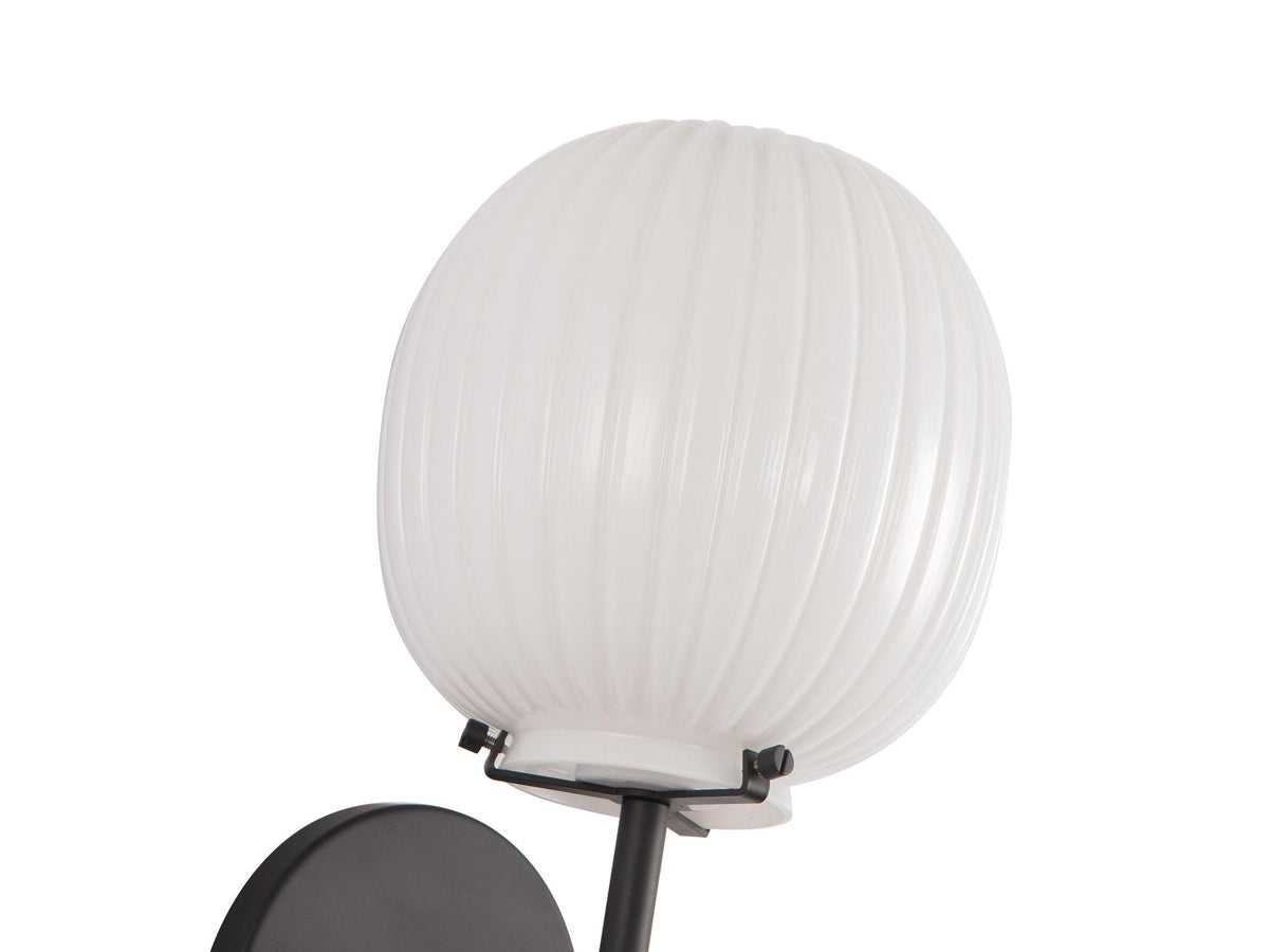 Cherise Wall Lamp – Matte Black/Glossy Ribbed Opal Glass – view 3