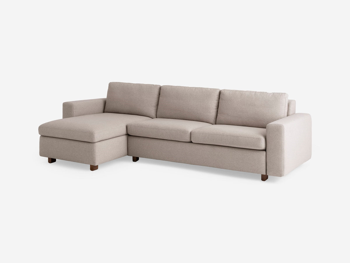 Ava Cloud with Walnut Legs - Standard Arms - Double - Left Hand Facing Storage Chaise