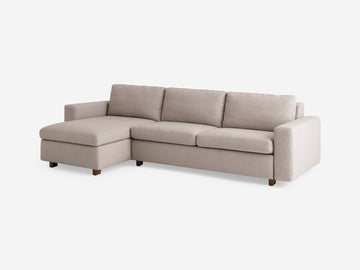 Ava Cloud with Walnut Legs - Standard Arms - Double - Left Hand Facing Storage Chaise