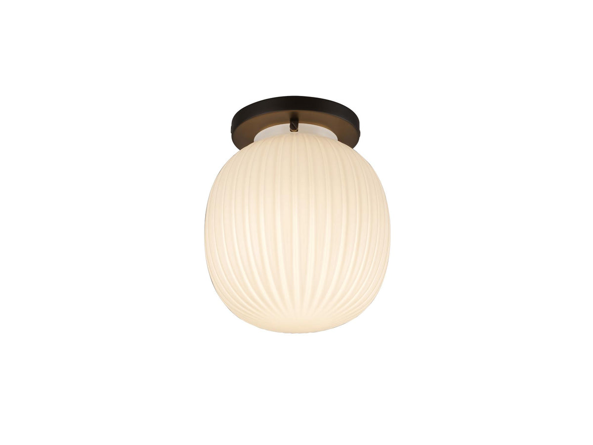 Cherise Semi-Flush Mount Light – 7" / Matte Black/Glossy Ribbed Opal Glass – view 2
