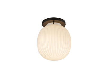 Cherise Semi-Flush Mount Light – 7" / Matte Black/Glossy Ribbed Opal Glass – view 2