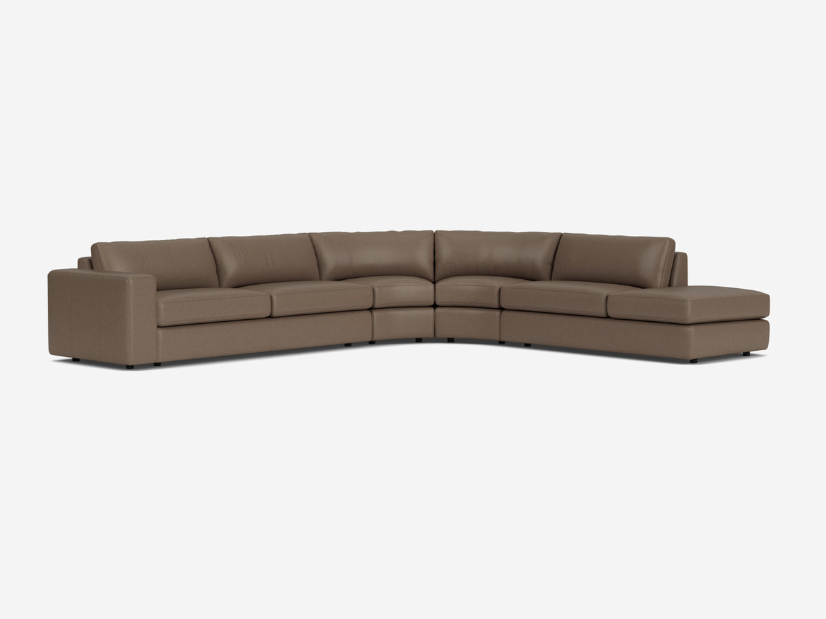 Classic Sable Leather - Shallow - Right Hand Facing Backless Chaise