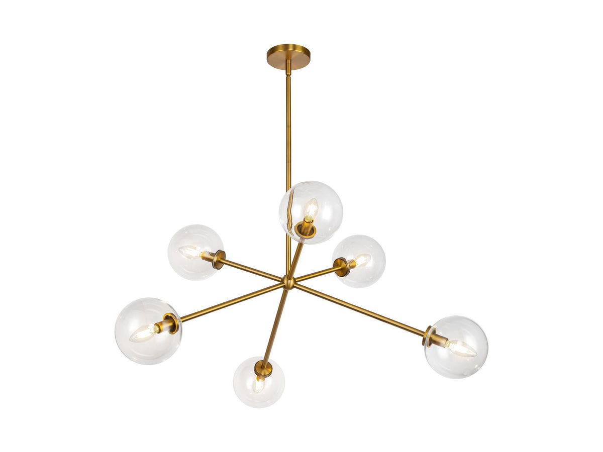 Cassia Chandelier – Aged Gold/Clear Glass